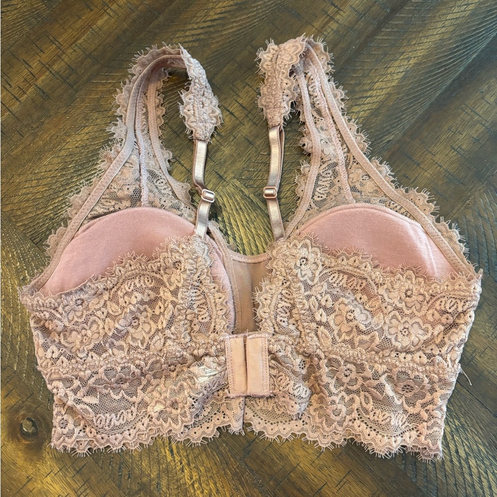 Aerie Lace Bralette in Blush/Dark Pink Small - Picture 5 of 6
